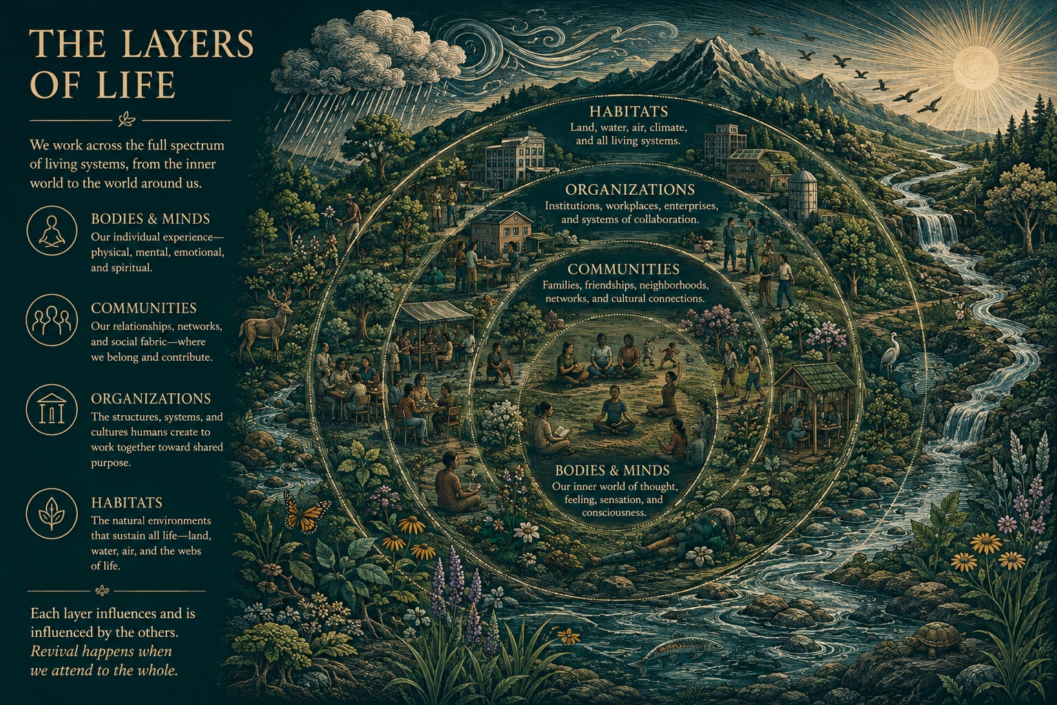 Vital Revival Across Scales Through the Layers of Life